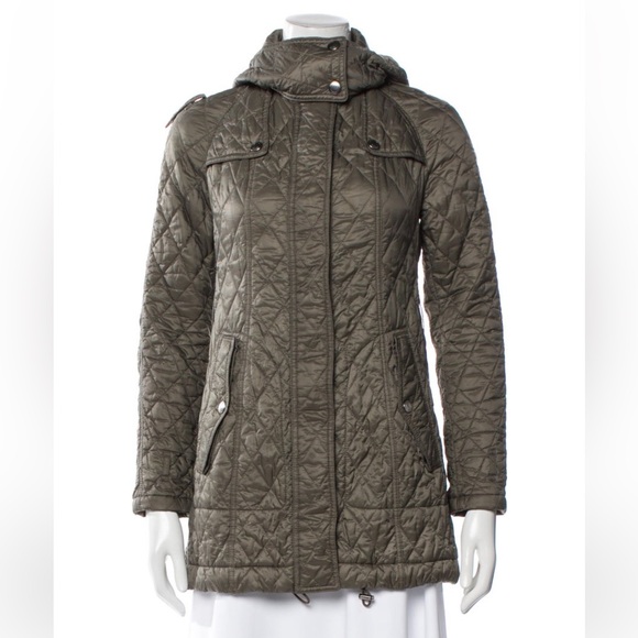 Authentic BURBERRY Britt Women’s Parka Coat Military Green Grey XS Extra Small